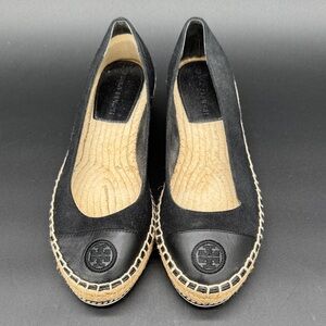 Tory Burch Black Canvas Espadrilles Size 6.5